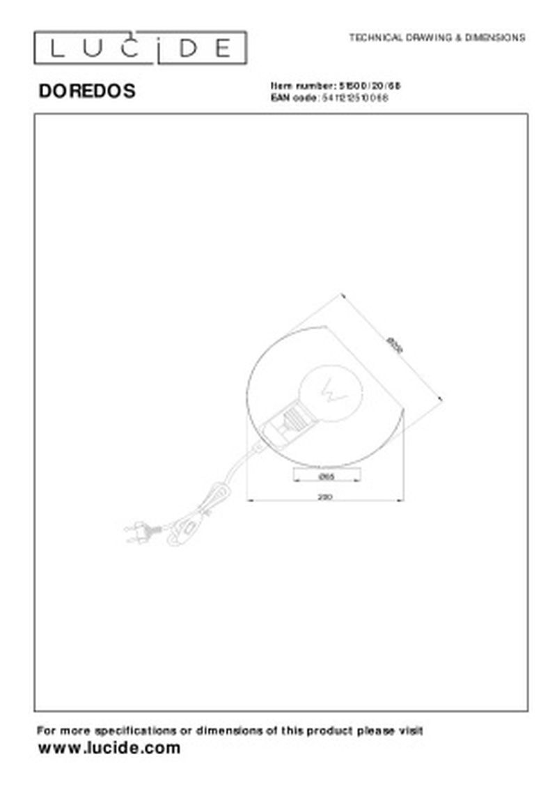 Lucide DOREDOS - Stolná lampa - Ø 20 cm - 1xE27 - Pastel Blue